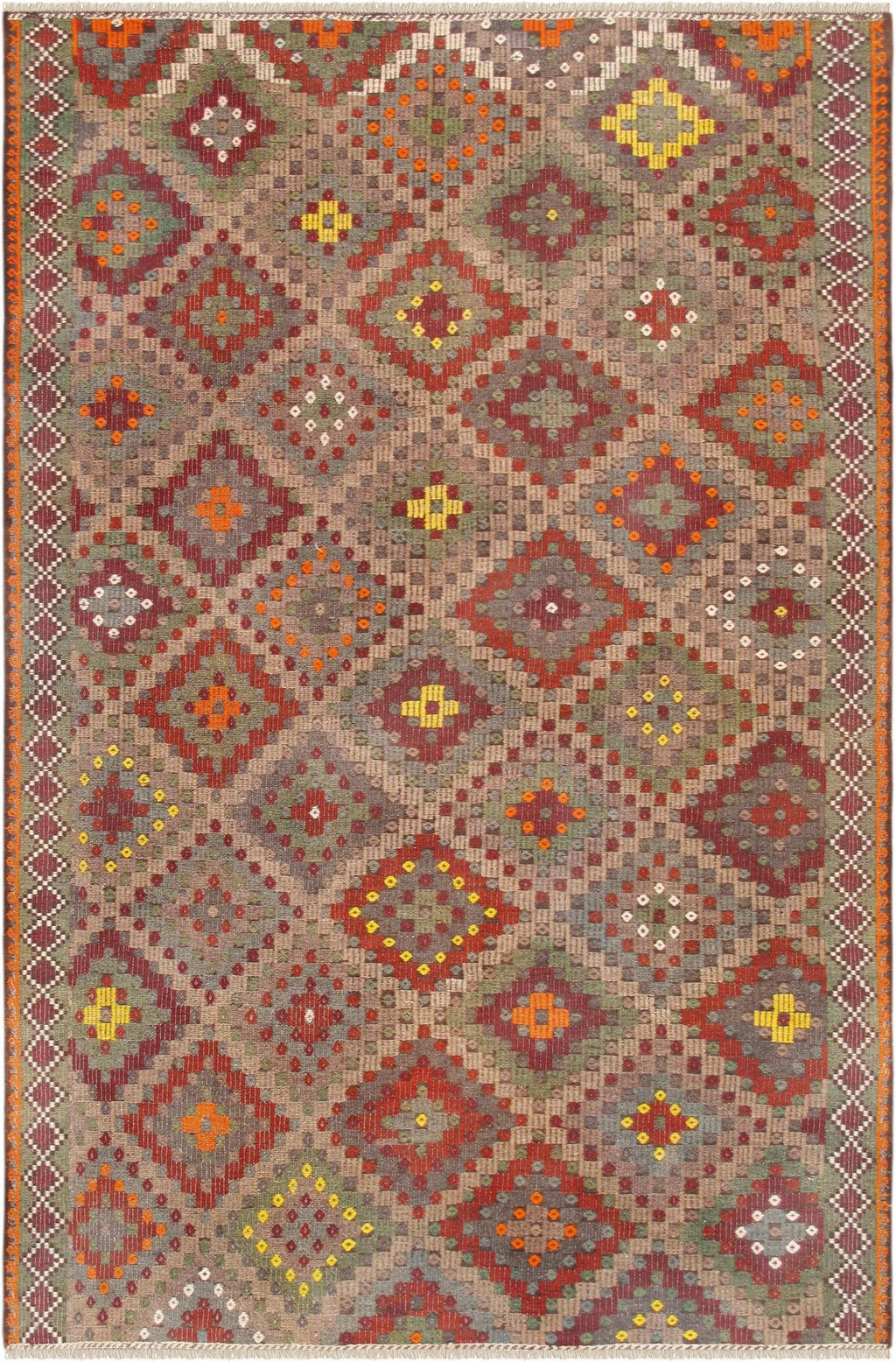 Canvello Vintage Kilim Multi Lamb's Wool Area Rug- 6'5" X 9'11"