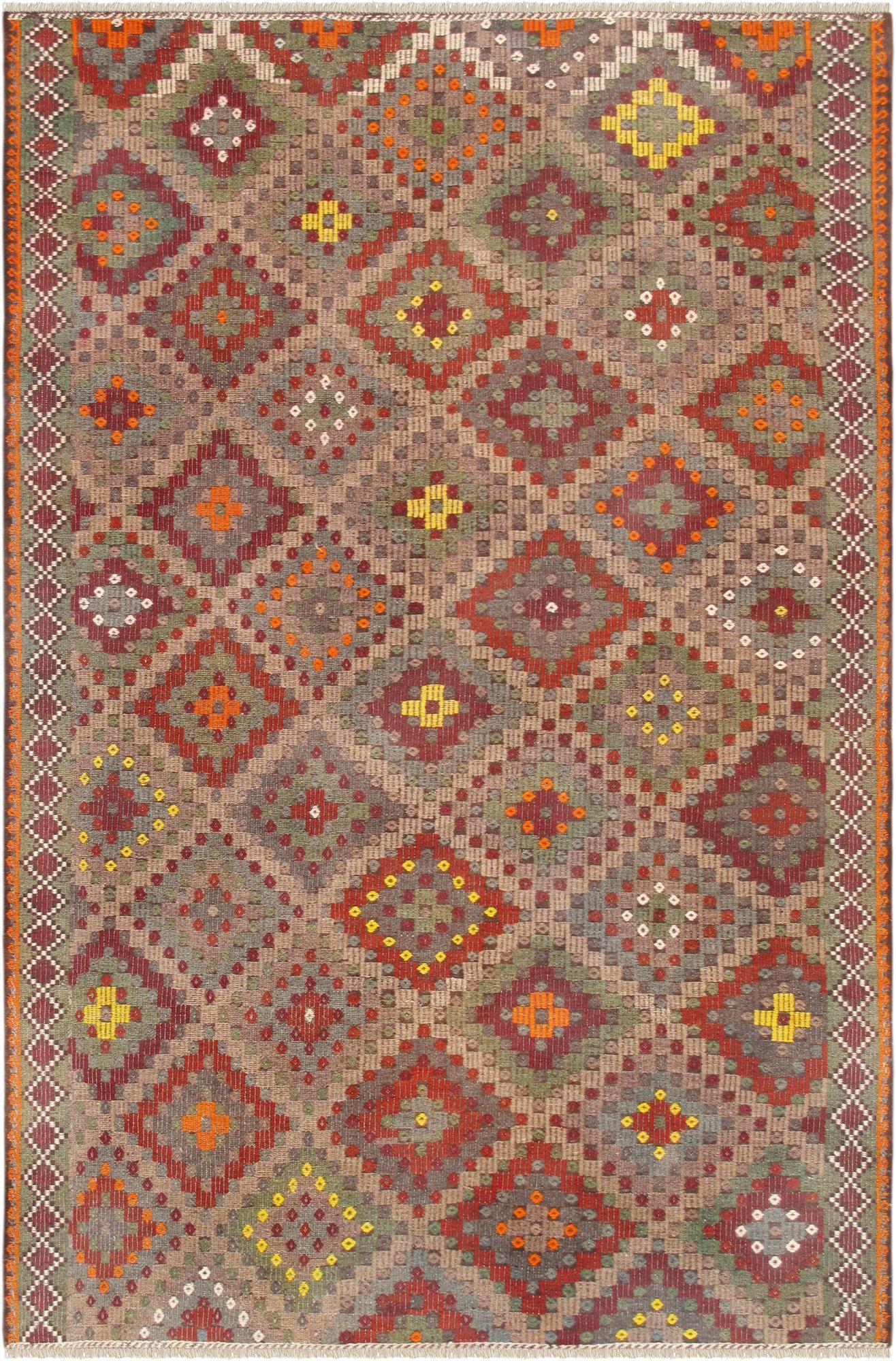 Canvello Vintage Kilim Multi Lamb's Wool Area Rug- 6'5" X 9'11"