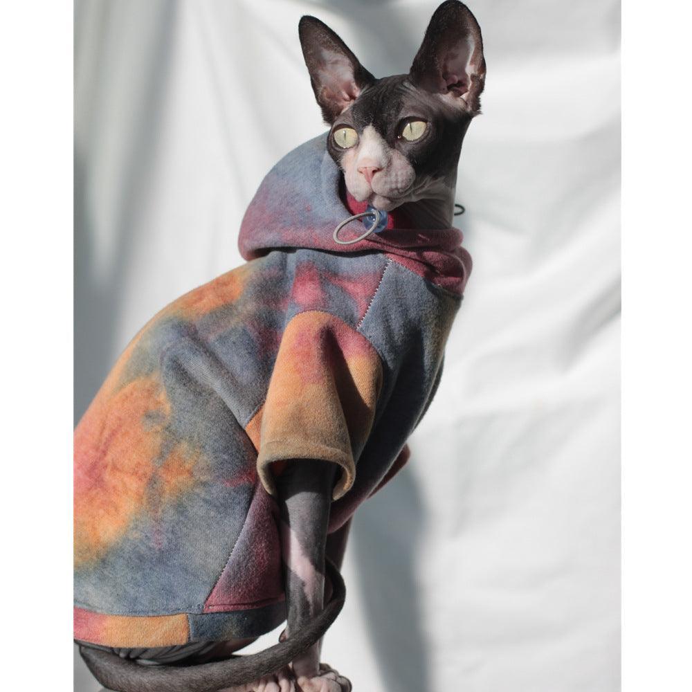 Cozy Pet Lovers' Tie-Dye Hooded Sweater For Autumn And Winter